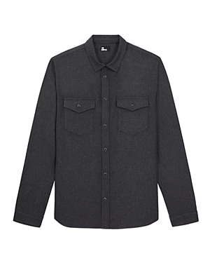 The Kooples Jesi Twill Classic Fit Button Down Shirt In Grey