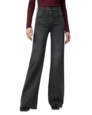 Shop Joe's Jeans The Goldie Palazzo High Rise Wide Leg Jeans In Black Cat