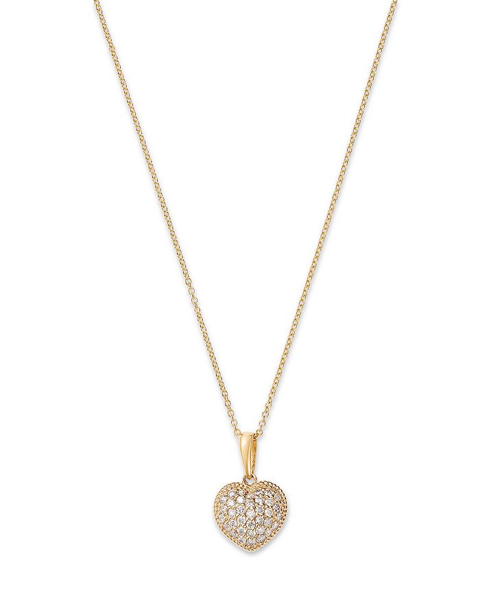 Bloomingdale's Diamond Pavé Heart Pendant Necklace in 14K Yellow Gold ...