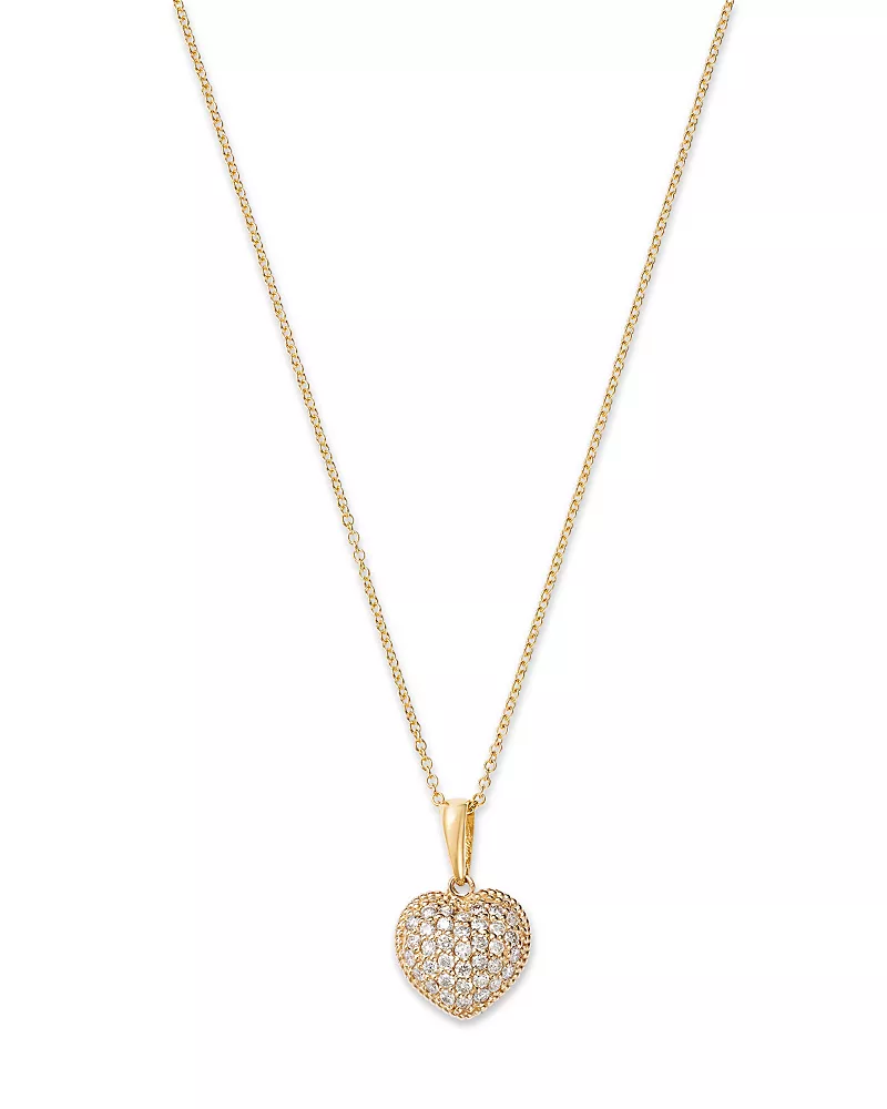 Bloomingdale's Fine Collection Diamond Pave Heart Pendant Necklace in 14K Yellow Gold, 0.40 tcw