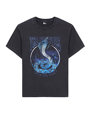 The Kooples Cotton Graphic Tee In Black/blue