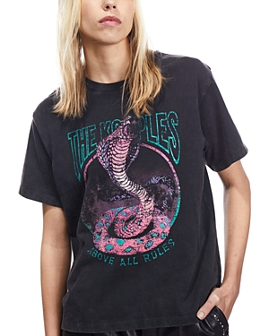 The Kooples Cotton Graphic Tee In Black/pink