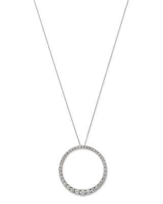 Bloomingdale's Fine Collection Diamond Graduated Circle Pendant Necklace in 14K White Gold, 2.0 ct. t. w.