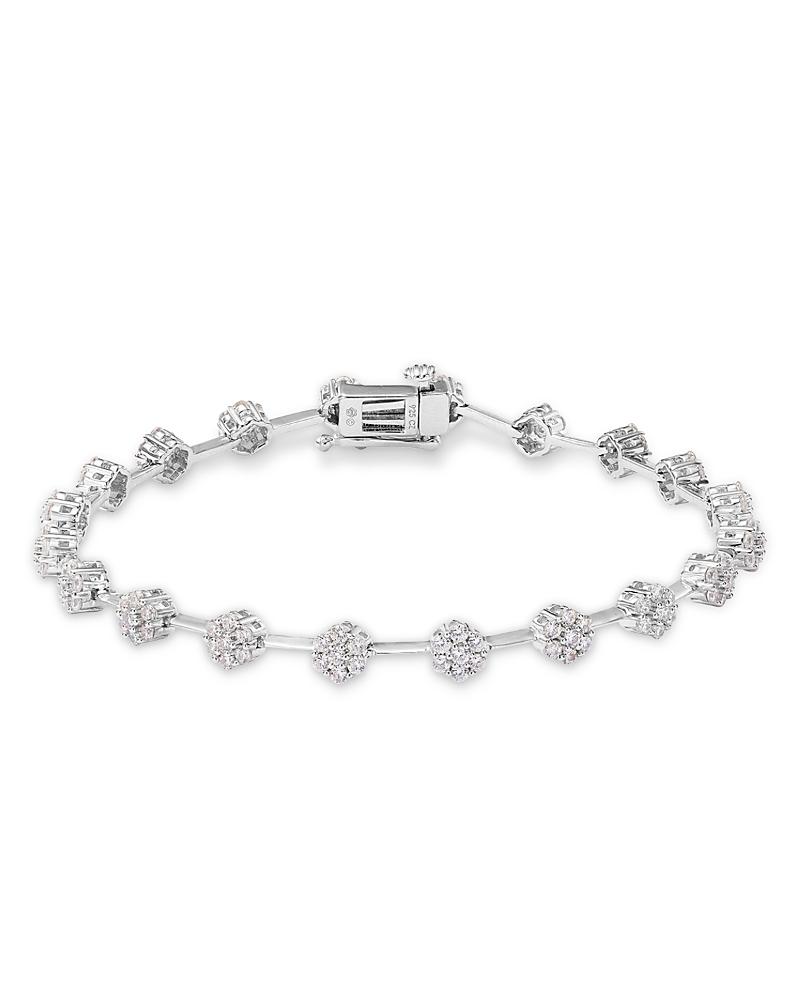 Bloomingdale's Diamond Flower Cluster Link Bracelet In 14k White Gold, 2.0 Ct. T. W. In White