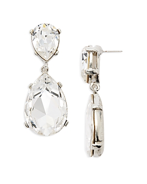 Kenneth Jay Lane Crystal Drop Earrings In Rhodium Plated In Silver