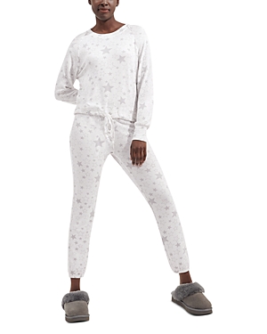 Shop Ugg Gable Printed Jogger Pajamas Set In Cream Stars