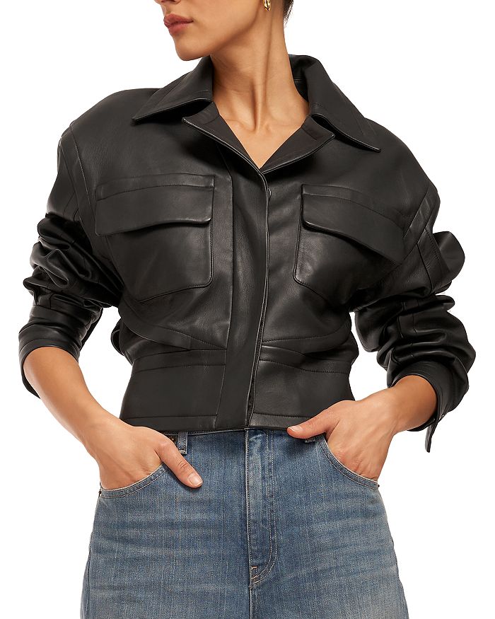 Gabrielle Cropped Leather Jacket
