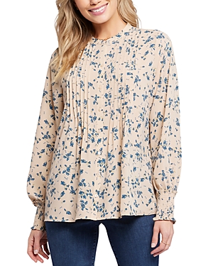 Shop Nydj Pleated Peasant Blouse In Wind River