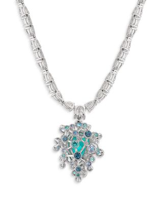 18K White Gold-Plated Constellation Blue Motif Lab-Created Gemstone Convertible Pendant Necklace, 16.14 - 29.9&amp;quot;