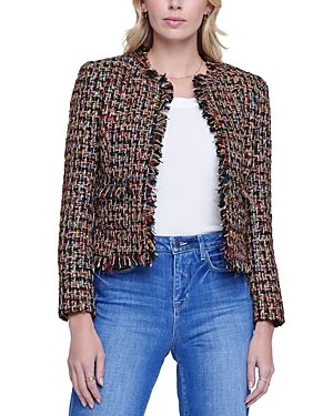 Shop L Agence L'agence Angelina Tweed Jacket In Multicolor