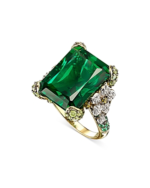 Anabela Chan 18k White & Yellow Gold-plated Sterling Silver English Garden Multi Stone Statement Ring In Green