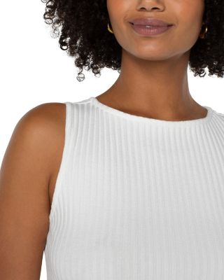 Ribbed Knit Boat Neck Tank Top