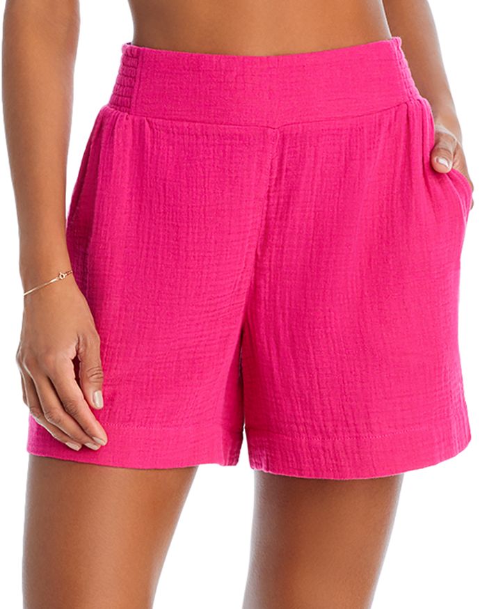Too Hot Smocked Palm Print Shorts