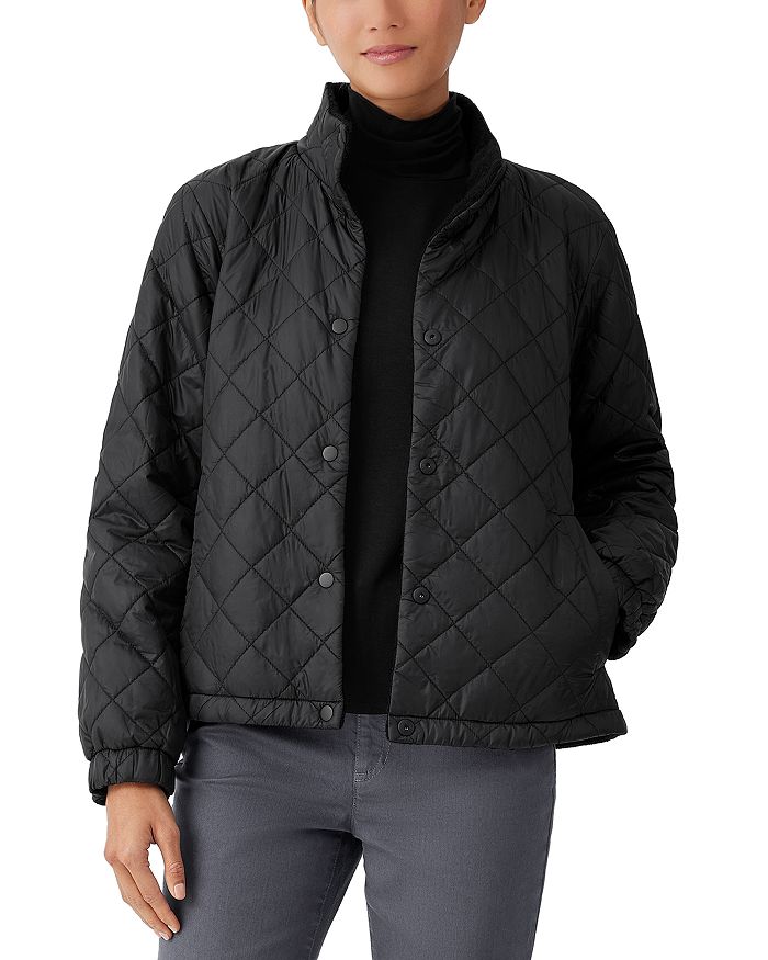 Eileen Fisher Quilted High Collar Reversible Jacket | Bloomingdale's