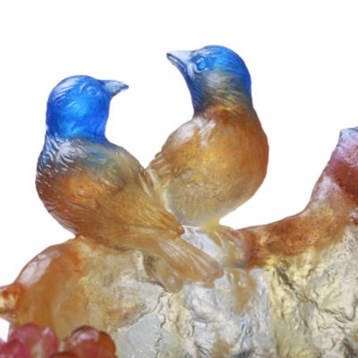 Mountain in Crimson Bloom Crystal Figure