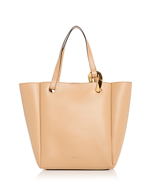 Shop Jw Anderson Corner Chain Leather Tote In Champagne