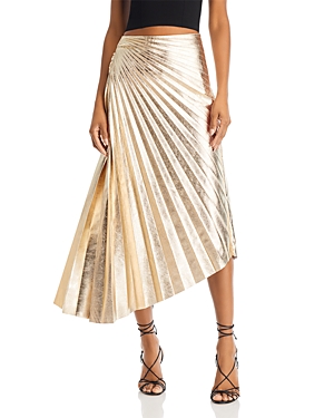 Shop A.l.c Tori Pleated High Low Skirt In Pale Gold