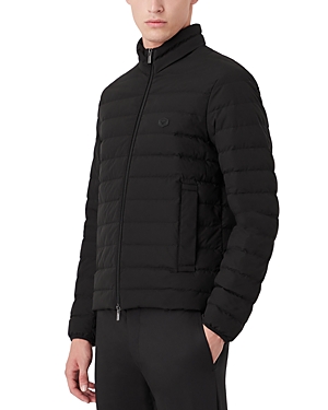 Emporio Armani Quilted Down Jacket In Solid Black