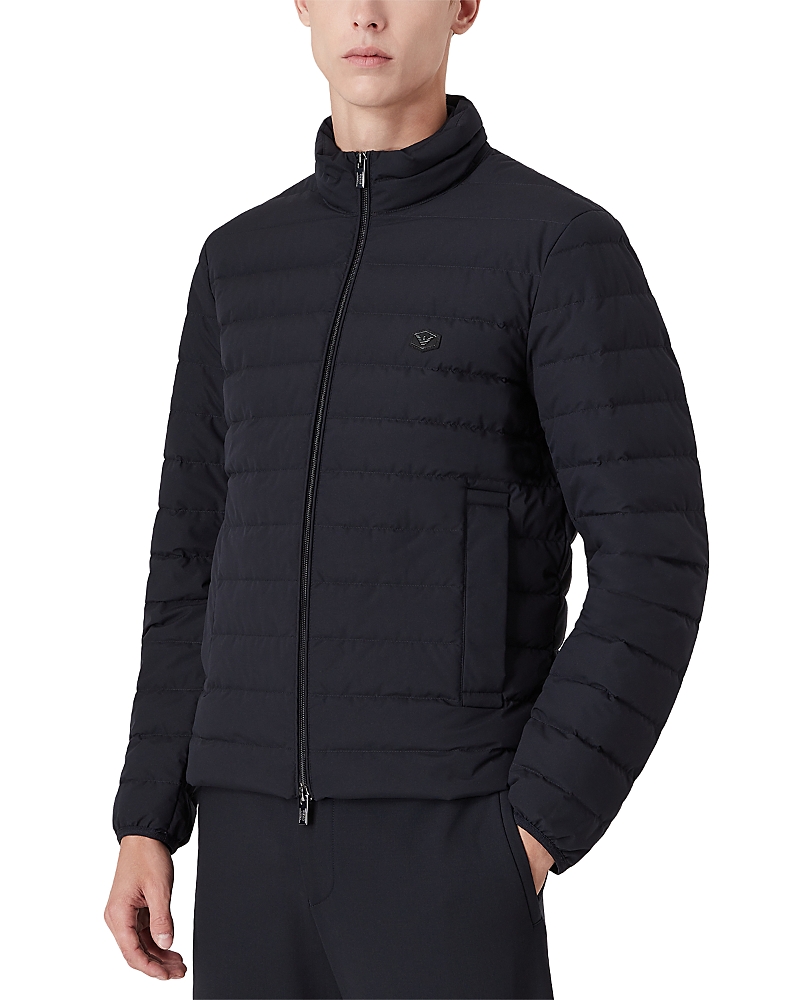 Emporio Armani Quilted Down Jacket In Navy Blue
