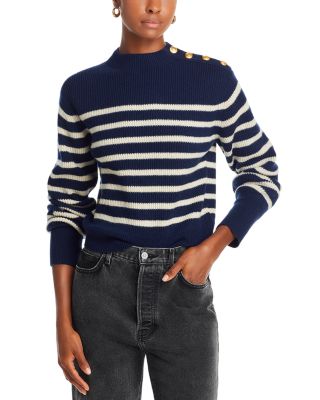 Rag & Bone Nancy Stripe Crew Sweater Navy In Navy