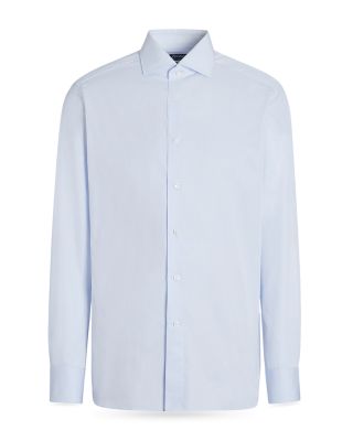 Centoventimila Cotton Micro Striped Regular Fit Dress Shirt