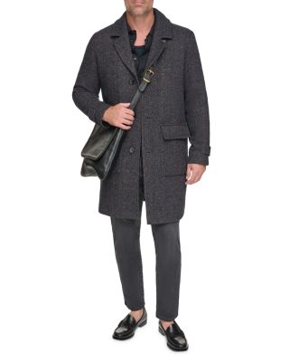 Wexford Textured Herringbone Relaxed Fit Long Overcoat 