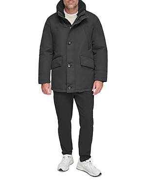 Shop Andrew Marc Wittstock Removable Sherpa Fleece Trimmed Waxed Jacket In Black