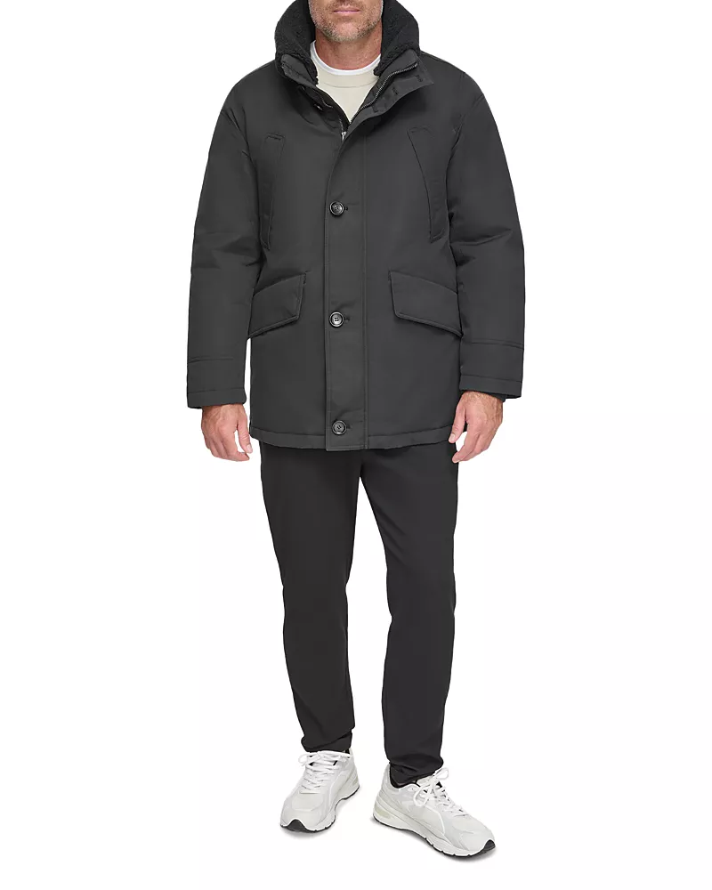 Andrew Marc Wittstock Removable Sherpa Fleece Trimmed Waxed Jacket