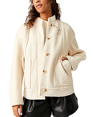 Free People Willow Embellished Slouchy Bomber Jacket