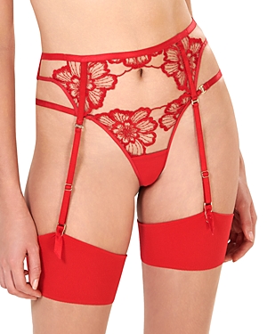 Shop Bluebella Catalina Embroidered Suspender In Tomato Red