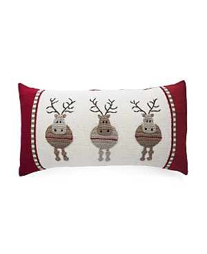 Melange Collection Round Reindeer Holiday Throw Pillow, 10 X 20 In Light Beige