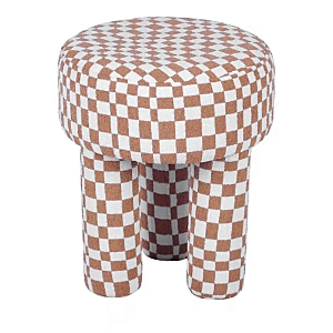 Tov Furniture 17" Checkered Boucle Upholstered Stool In Brown