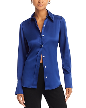 Ramy Brook Silk-blend Victoria Blouse In Navy