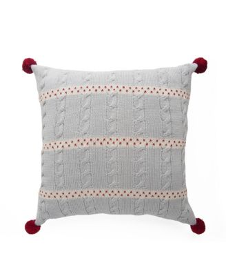 Melange Collection - Cable Knit Holiday Throw Pillow, 14" x 14"