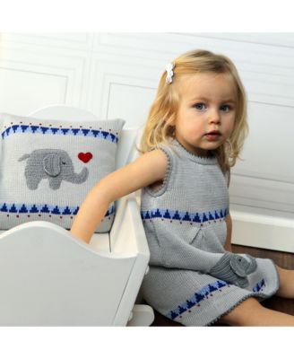 Elephant with Heart Pillow, 10&amp;quot; x 10&amp;quot;