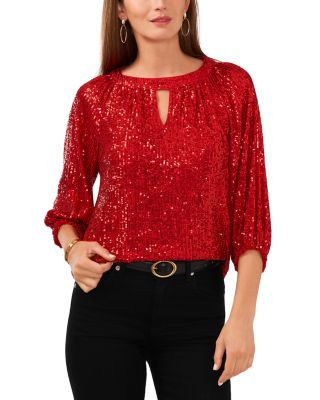 Vince Camuto Raglan Sleeve Sequin Top