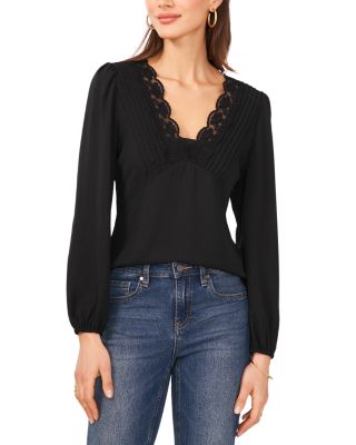 VINCE CAMUTO - Lace V Neck Blouse