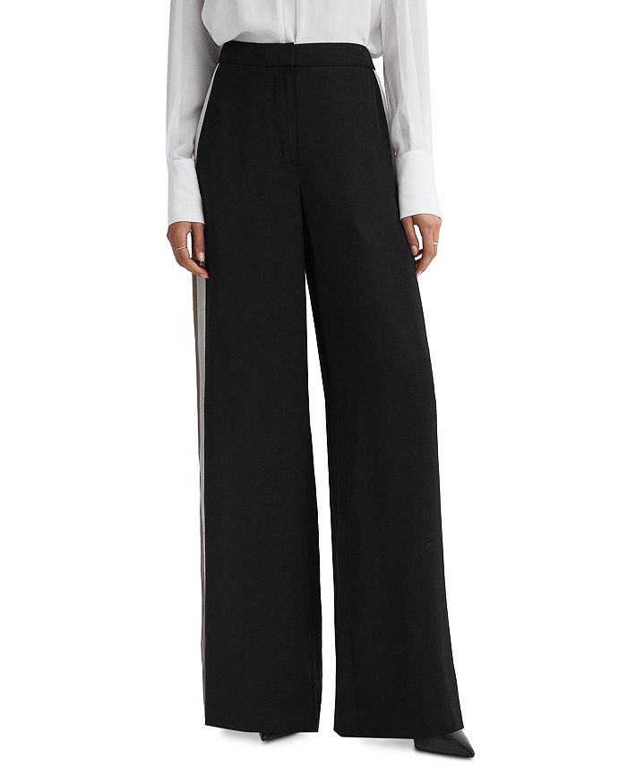 Wide leg pants with stripe on side online