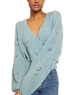 Shop Joie Devika Crossover Pointelle Sweater In Blue Fog
