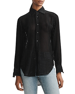 Shop Rag & Bone Lila Burnout Stripe Shirt In Black