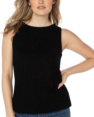 Ribbed Knit Boat Neck Tank Top