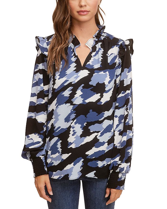 Single Thread Printed Ruffle Trim Blouse | Bloomingdale's