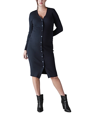 Ingrid & Isabel Button Front Sweater Maternity Dress In Black Onyx