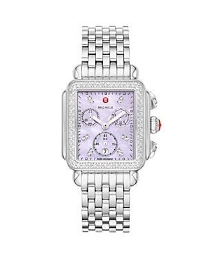 Michele Deco Chronograph, 33mm In Purple/silver
