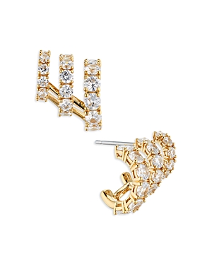Nadri Ajoa By  Illusion Triple Hoop Earrings In 18k Gold Plated Or Rhodium Plated