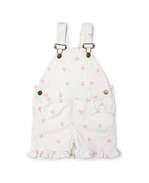 Shop Dotty Dungarees Girls' Love Heart Printed Overall Shorts - Baby, Little Kid, Big Kid In Pink Heart