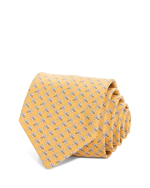 Ferragamo Bee Print Silk Classic Tie In Yellow