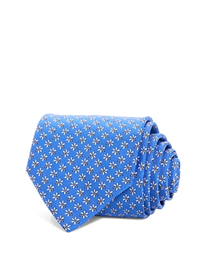 Shop Ferragamo Bee Print Silk Classic Tie In Azzurro