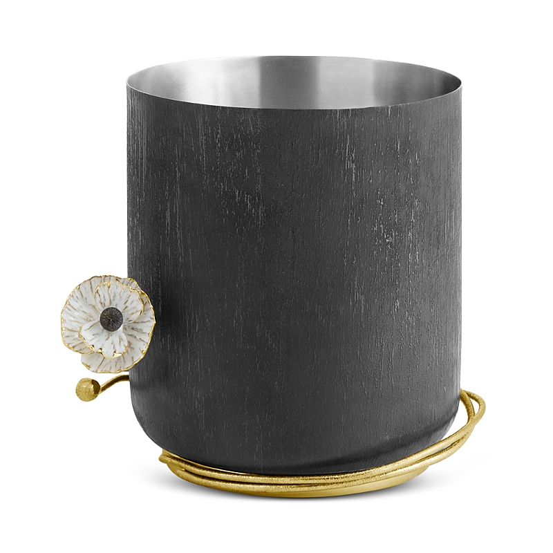 Michael Aram Anemone Wastebasket In Black Nickel