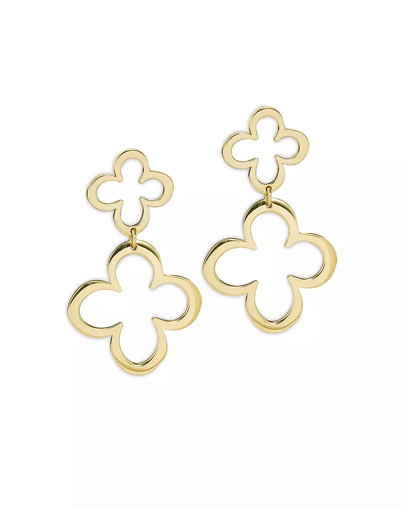 L. Klein 18K Yellow Gold Fiore Openwork Flower Drop Earrings